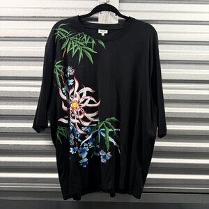 KENZO Paris Black Multicolor Floral Flower Graphic T-Shirt Sz XXL